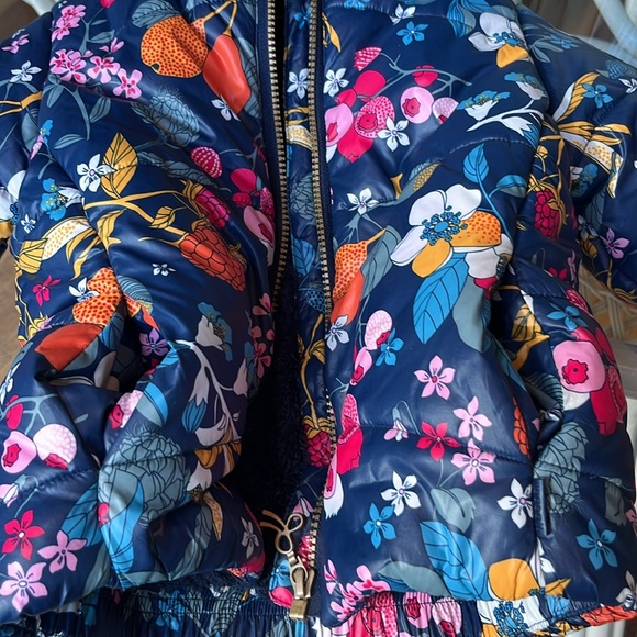 Boboli Spain Bright Floral Print Puffer Jacket Vibrant Colorful Fleece … - Picture 4 of 13